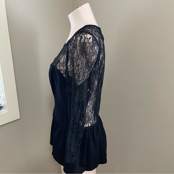 GUESS Black Lace Peplum Top - Picture 6 of 8
